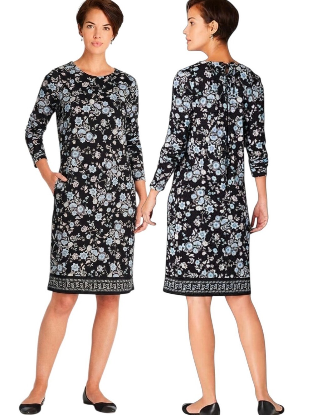J. JILL Wearever Floral Print Easy Pleat-back Dress - Size XL